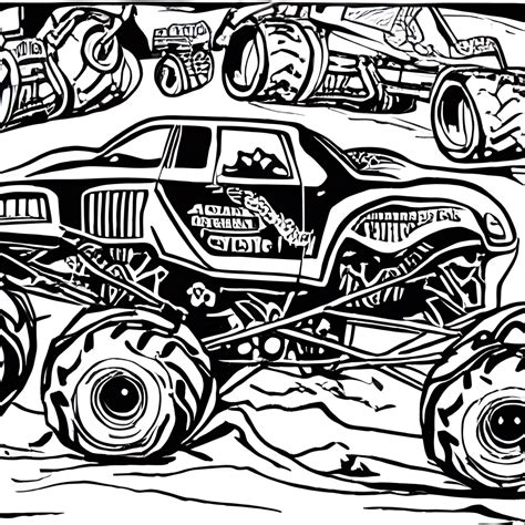 Monster Truck Competition Crush Coloring Page Creative Fabrica