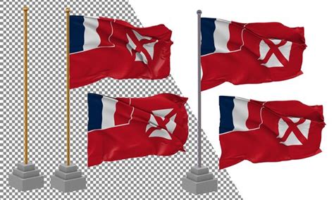 Premium Psd Wallis And Futuna Flag Waving Different Style With Stand