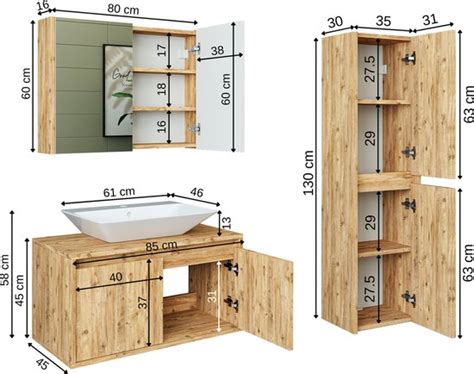 Atlantic Badkamermeubels 85 Cm 3 Delig Met Keramisch Wastafel