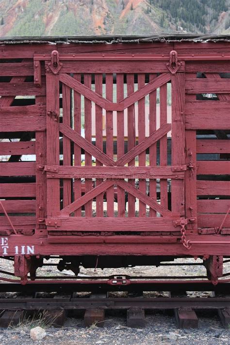 Old Weathered Red Box Car In The Mountains Stock Image Image Of Hangs