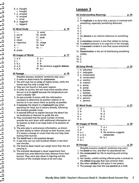 Wordly Wise 3000 Book 7 Answer Key Lesson 15 Athens Mutual Student Corner