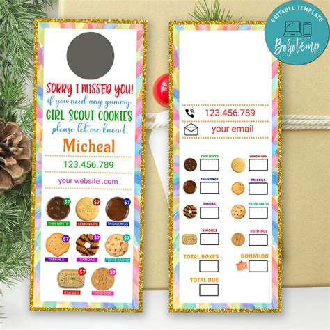 Lbb Girl Scout Cookie Sales Double Sided Door Hanger Diy