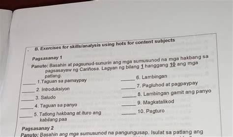 Basahin At Pagsunod Sunurin Ang Mga Sumusunod Na Mga Hakbang Sa