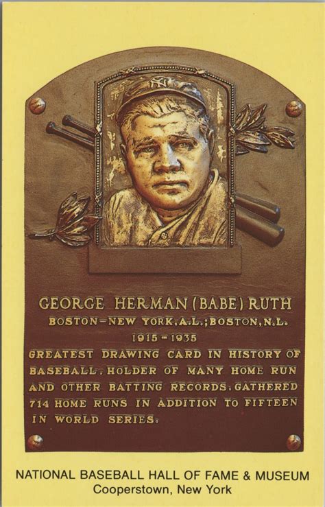 MR ALE Postcard Babe Ruth National Baseball Hall Of Fame UNP B