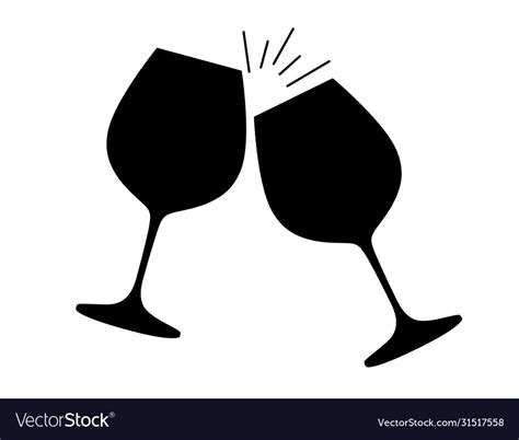 Black silhouette two wine glasses with red wine Vector Image