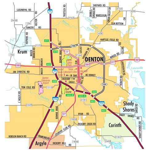 Denton Road Map - Ontheworldmap.com