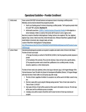 Fillable Online Dhhs Ne Operational Guideline Provider Enrollment