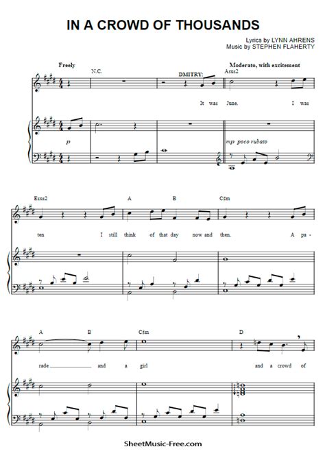 Anastasia Sheet Music | ♪ SHEETMUSIC-FREE.COM