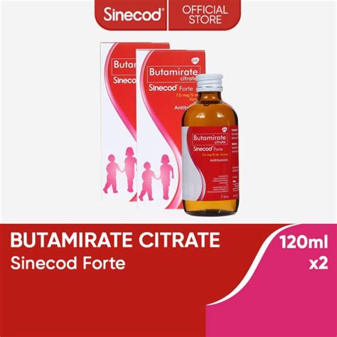 Sinecod Forte Syrup 120ml Pack Of 2 Butamirate Citrate Antitussive