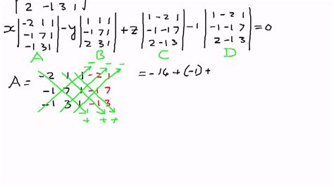 Application Of Determinants Equation Of A Plane Example 1 Youtube