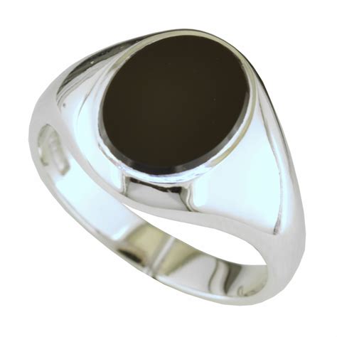 Ct White Gold Oval Black Onyx Signet Ring