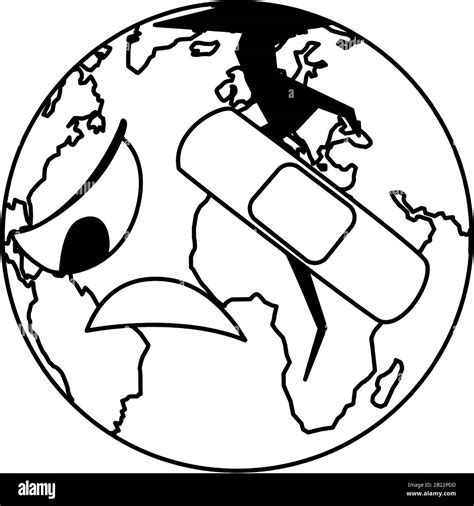 Planeta Tierra Enfermo Por Contaminación Sobre Fondo Blanco Vector Ilustración Diseño Imagen