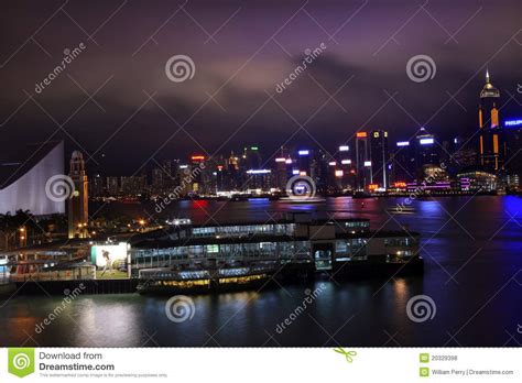 Night Star Ferry Pier View In Tsim Sha Tsui In Hong Kong. Star Ferry ...