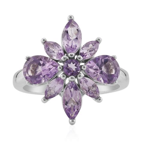 Schicker Brasilianischer Amethyst Blume Silber Ring Ct