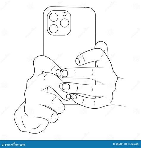 Holding Smartphone With Two Hands Sketch Vector Illustration Stock Vector Illustration Of