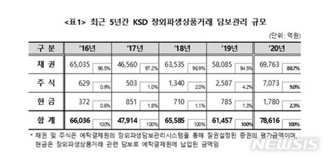 예탁결제원 지난해 장외파생 담보 금액 7조8616억원 네이트 뉴스