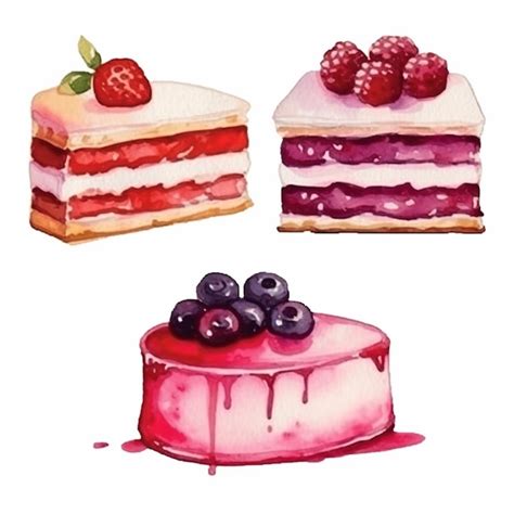 Premium Vector Vector Delicious Cakes Set Vector Fruits And Cake