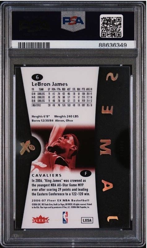 Lebron James Fleer Ex Holo Acetate Psa Mint Goat Mvp Champ