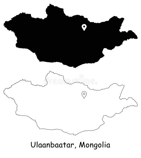 Der Mongolei Detaillierte Flaggenkarte Detailliertes Silhouette