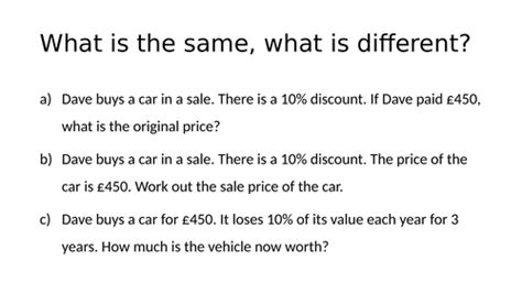 Percentages Word Problem Revision Teaching Resources