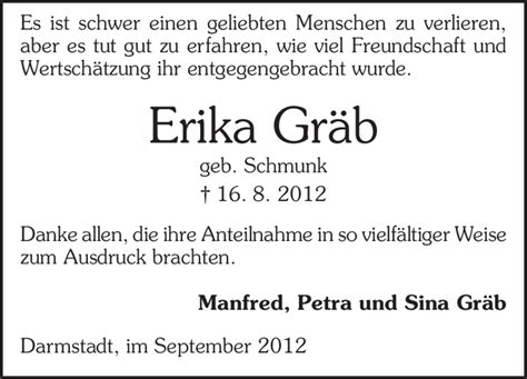 Traueranzeigen Von Erika Gr B Vrm Trauer De