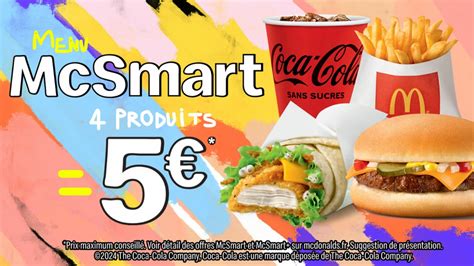 Menu McSmart de Mcdo à 5 Quels sont les 4 produits du menu