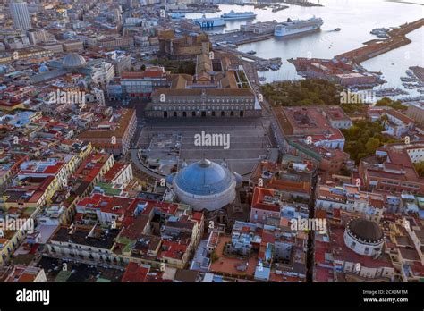 Piazza Del Plebiscito Aerial View Stunning Dawn Naples Napoli