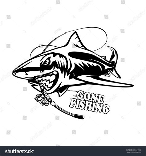 Toothy Great White Shark Fishing Logo Stock Vector (Royalty Free ...