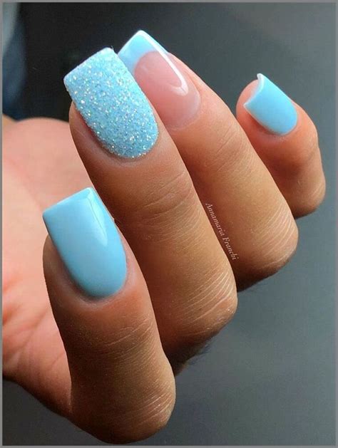 Sparkly Light Blue French Tips SOSO Nail Art Blue Glitter Nails