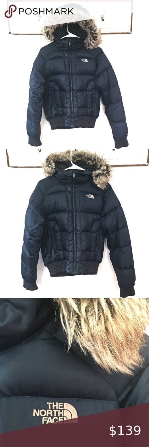 The North Face Puffer Goose Down Coat Fur Hood Girls North Face