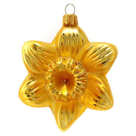 Flor Narciso amarillo decoraciones árbol Navidad vidrio soplado venta