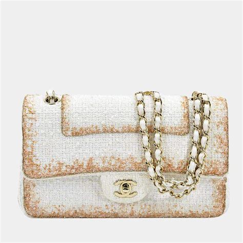 Chanel White Canvas Medium Wool Double Flap Bag Chanel | The Luxury Closet