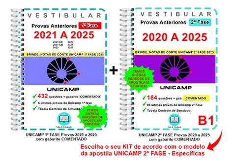 Unicamp 1 E 2 Fase Provas 2019 A 2024 + Gabarito Comentado ...