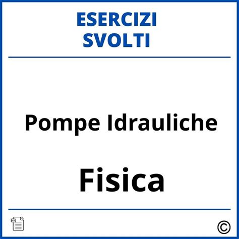 Esercizi Pompe Idrauliche Svolti PDF Soluzioni