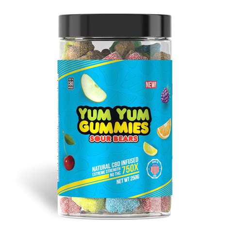 Yum Yum Gummies 750x Cbd Infused Sour Bears [edible Candy] Gummies Cbd