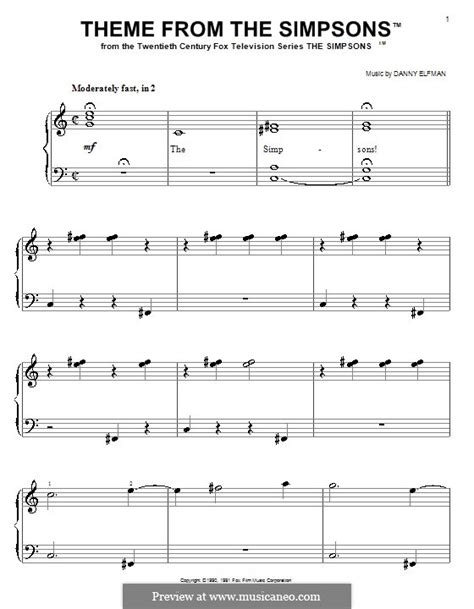 Theme from The Simpsons by D. Elfman - sheet music on MusicaNeo