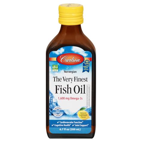 Carlson The Very Finest Natural Lemon Flavor Omega 3 Fish Oil Liquid