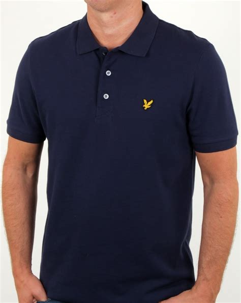 Lyle And Scott Polo Shirt Navy Pique Neck Cotton Mens