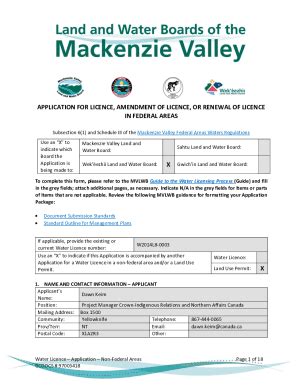 Fillable Online WL Application Form Federal Areas Mackenzie