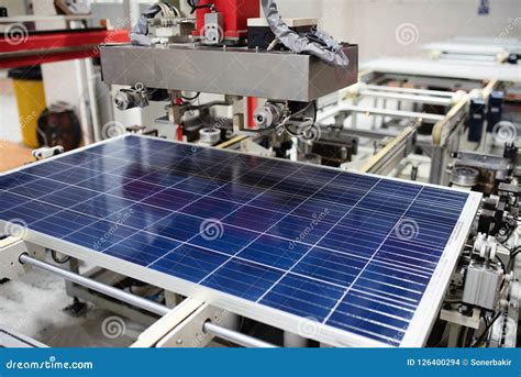 Manufacturing Of Solar Panel System In Factory Industry Concept Stock