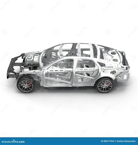 Angle From Up Car Frame With Chassis On White 3d Illustration Stock Illustration Illustration