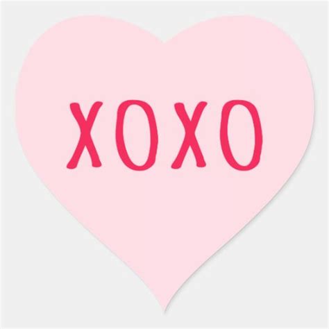 Xoxo Hugs And Kisses Valentines Day Pink Heart Heart Sticker Zazzle