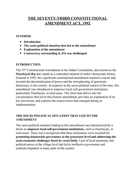 Rd Amendment Of The Constitution The Seventy Third Constitutional