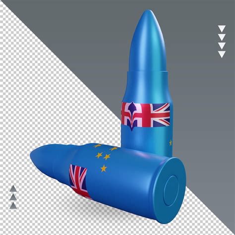 Premium PSD 3d Bullet Tuvalu Flag Rendering Left View