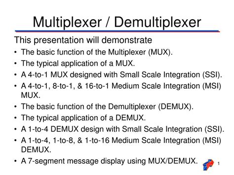 PPT - Multiplexer / Demultiplexer PowerPoint Presentation, free ...