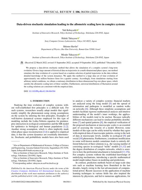 Pdf Data Driven Stochastic Simulation Leading To The Allometric