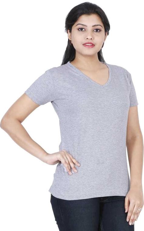 Grey Cotton V Neck Plain T Shirt At Rs 140 Piece सादी टी शर्ट In