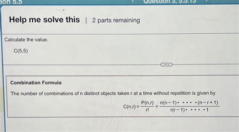 Solved Combination Formula The number of combinations of n | Chegg.com