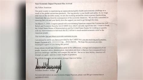 Coronavirus Trump Sends Signed Letter To Stimulus Recipients Wusa9