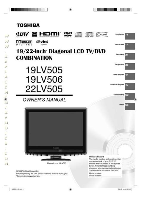 Buy Toshiba 19lv505om 19lv505 19lv506 22lv505 Operating Manual